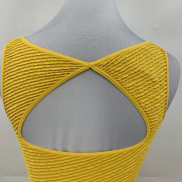 Bebe Bodycon Dress Womens PS Petite Small Sunflower Textured Cutout Back Fitted - Picture 6 of 14